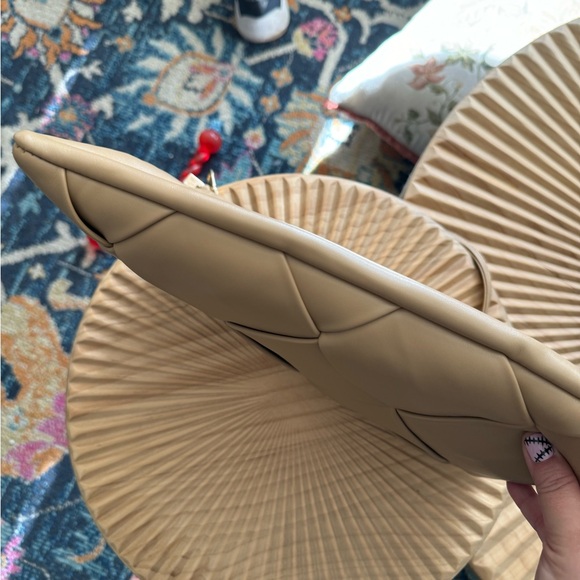 Anthropologie Woven Clutch Neutral Beige vegan leather - Picture 7 of 9